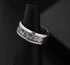 Men 8mm Tungsten Beveled Edges Silver & Blue Celtic Gold Dragon Comfort-Fit Band
